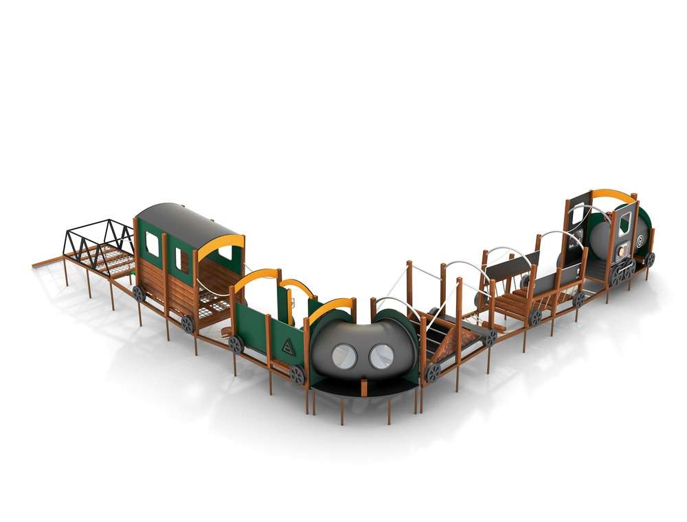 Wisdom -  Eisenbahn Kindergarten, 12-tlg mit Kriechtunnel