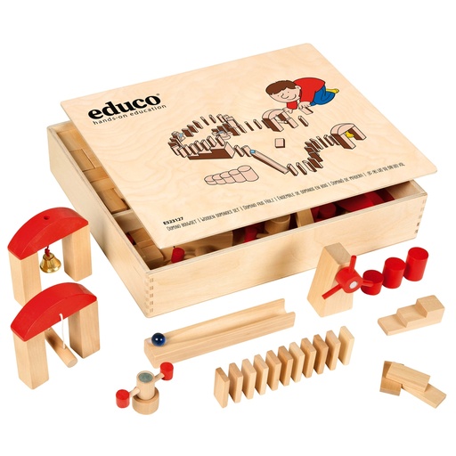 [E523127] Educo -  Ensemble de dominos en bois pour construire de manière créative
